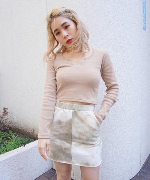 FIG&VIPER(フィグアンドバイパー)の「リブスリットショートロンT(Tシャツ/カットソー・レディース・ホワイト/ブラック/ベージュ/ピンク・FREE)」の12枚目の写真