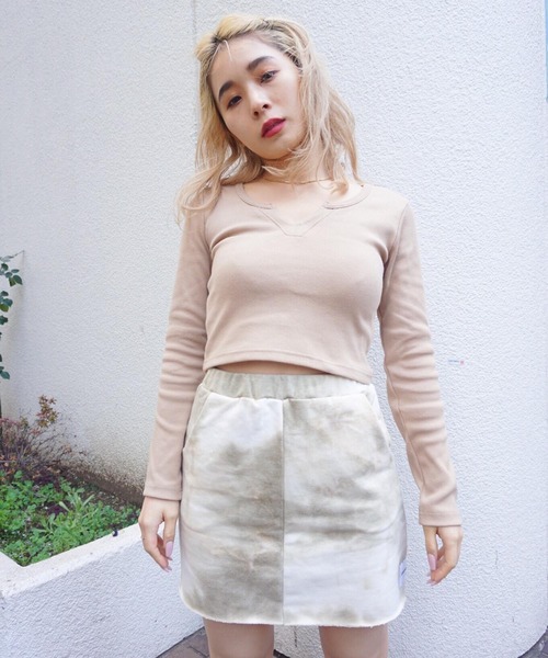 FIG&VIPER(フィグアンドバイパー)の「リブスリットショートロンT(Tシャツ/カットソー・レディース・ホワイト/ブラック/ベージュ/ピンク・FREE)」の11枚目の写真