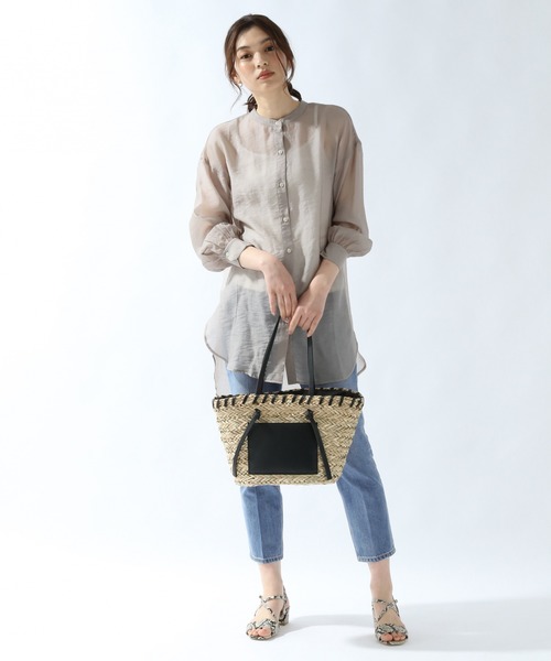 GLOBAL WORK（グローバルワーク）の「シアーバンドカラーシャツ/871152（シャツ/ブラウス・レディース・ライトグレー/ブラウン/オフホワイト/ライトピンク/グリーン系その他6/パープル系その他7/アイボリー/ダークブラウン/グリーン系その他・FREE）」の10枚目の写真