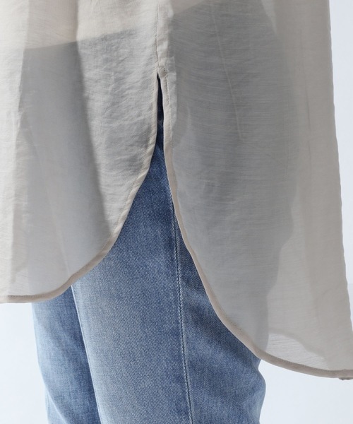 GLOBAL WORK（グローバルワーク）の「シアーバンドカラーシャツ/871152（シャツ/ブラウス・レディース・ライトグレー/ブラウン/オフホワイト/ライトピンク/グリーン系その他6/パープル系その他7/アイボリー/ダークブラウン/グリーン系その他・FREE）」の17枚目の写真