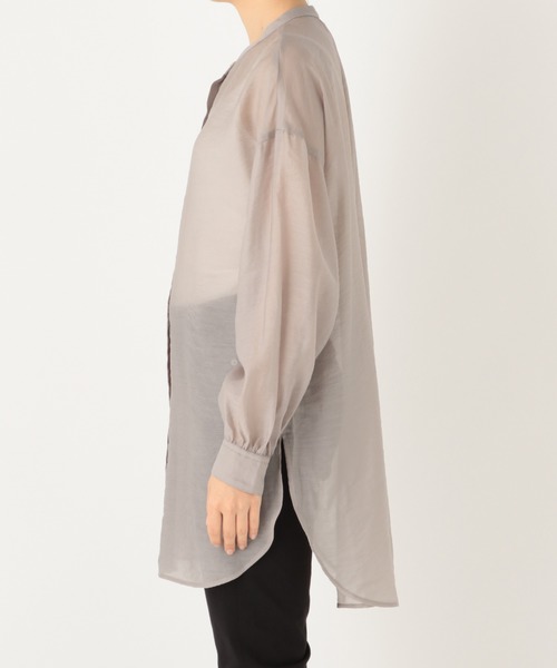 GLOBAL WORK（グローバルワーク）の「シアーバンドカラーシャツ/871152（シャツ/ブラウス・レディース・ライトグレー/ブラウン/オフホワイト/ライトピンク/グリーン系その他6/パープル系その他7/アイボリー/ダークブラウン/グリーン系その他・FREE）」の22枚目の写真