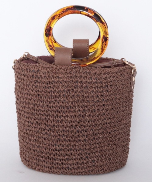 archives(アルシーヴ)の「べっ甲ハンドル雑材バケツショルダー(ショルダーバッグ・レディース・アイボリー/ブラウン・MEDIUM)」の1枚目の写真