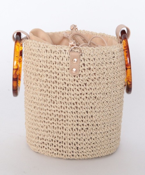 archives(アルシーヴ)の「べっ甲ハンドル雑材バケツショルダー(ショルダーバッグ・レディース・アイボリー/ブラウン・MEDIUM)」の4枚目の写真