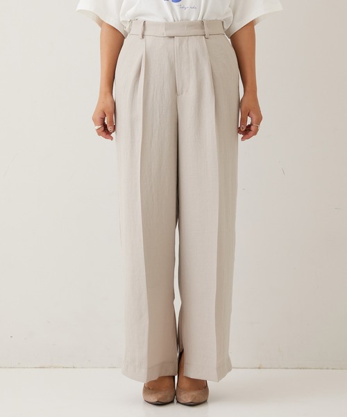STUDIOUS（ステュディオス）の「【STUDIOUS】リネンライクサイドスリットパンツ（その他パンツ・レディース・ブラック/ベージュ/グリーン・1/2）」の12枚目の写真