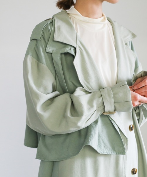 select MOCA(セレクトモカ)の「バイカラートレンチコート(トレンチコート・レディース・ベージュ/ライトグリーン/アイボリー・FREE)」の19枚目の写真