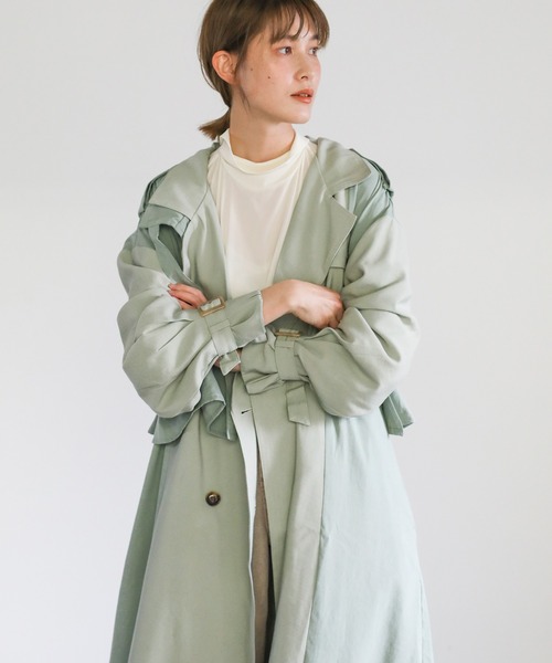 select MOCA(セレクトモカ)の「バイカラートレンチコート(トレンチコート・レディース・ベージュ/ライトグリーン/アイボリー・FREE)」の22枚目の写真