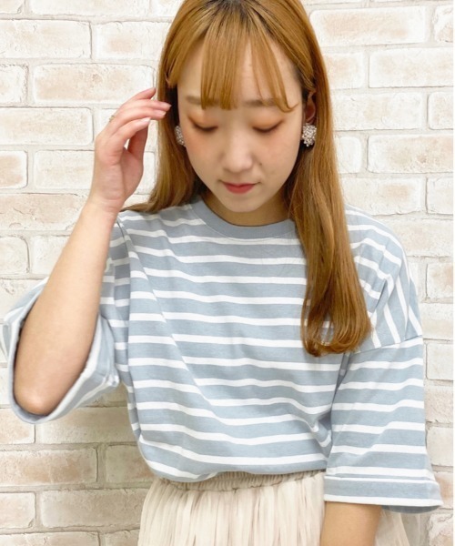 apres jour(アプレジュール)の「ロールアップボーダーT【ZOZOTOWN限定アイテム】(Tシャツ/カットソー・レディース・ライトブルー/ベージュ/オフホワイト・フリー)」の3枚目の写真