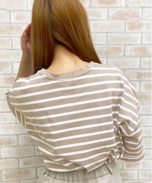 apres jour(アプレジュール)の「ロールアップボーダーT【ZOZOTOWN限定アイテム】(Tシャツ/カットソー・レディース・ライトブルー/ベージュ/オフホワイト・フリー)」の4枚目の写真