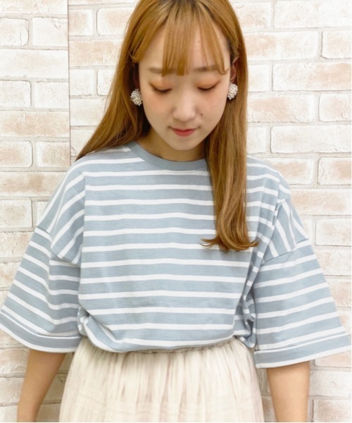 apres jour(アプレジュール)の「ロールアップボーダーT【ZOZOTOWN限定アイテム】(Tシャツ/カットソー・レディース・ライトブルー/ベージュ/オフホワイト・フリー)」の6枚目の写真