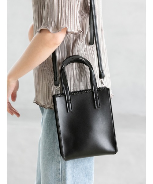 fifth（フィフス）の「スクエアカラー2wayハンドバッグ（ハンドバッグ・レディース・ライトブルー/ブラック/ベージュ・FREE）」の2枚目の写真