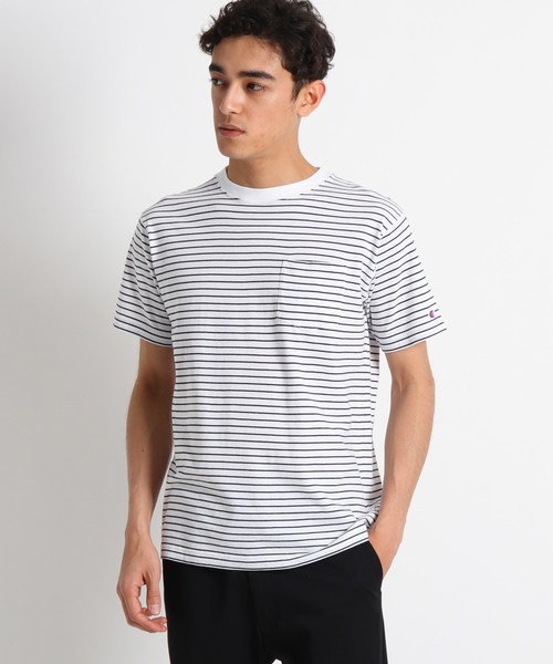 セール Champion ボーダーポケットtシャツ Tシャツ カットソー Champion チャンピオン のファッション通販 Zozotown