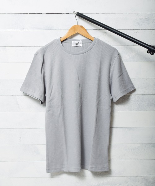 NO WAY(ノーウェイ)の「/サーマル半袖クルーネックTシャツ/(Tシャツ/カットソー・メンズ・ブラック/ホワイト/グレー/ネイビー/ピンク/カーキ/サックスブルー・MEDIUM/LARGE/X-LARGE)」の3枚目の写真