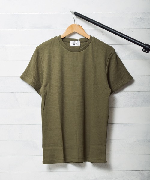 NO WAY(ノーウェイ)の「/サーマル半袖クルーネックTシャツ/(Tシャツ/カットソー・メンズ・ブラック/ホワイト/グレー/ネイビー/ピンク/カーキ/サックスブルー・MEDIUM/LARGE/X-LARGE)」の4枚目の写真