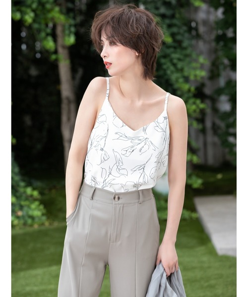 fifth(フィフス)の「レトロフラワーデザインキャミソール(キャミソール・レディース・ホワイト/ブルー・MEDIUM)」の6枚目の写真