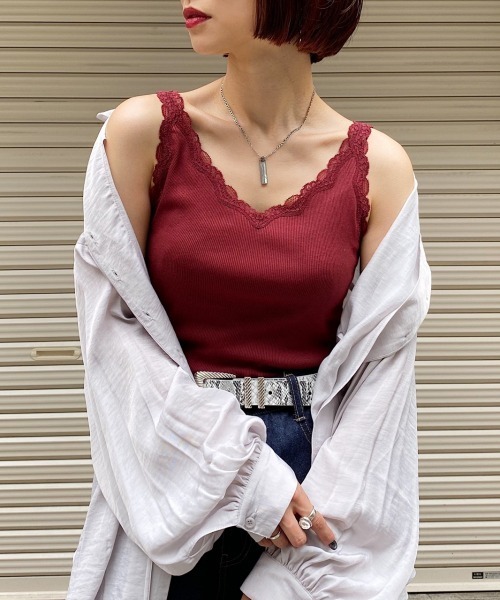 PAGEBOY（ページボーイ）の「2WAYレースキャミソールAW（キャミソール・レディース・ブラック/オフホワイト/ワインレッド/グレイッシュベージュ・FREE）」の10枚目の写真