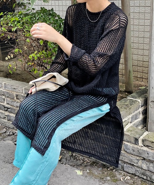 Marient（マリエント）の「シアーメッシュニットOP/ワンピース（ニット/セーター・レディース・ブラック/アイボリー・FREE）」の16枚目の写真