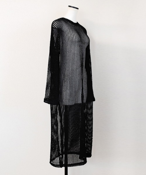 Marient（マリエント）の「シアーメッシュニットOP/ワンピース（ニット/セーター・レディース・ブラック/アイボリー・FREE）」の18枚目の写真