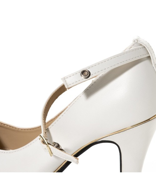 Miminy Piminy（ミミニー ピミニー）の「MiminyPiminy(ミミニーピミニー) ゴールドラインピース付きアンクルストラップ パンプス（パンプス・レディース・ネイビー/ブラック/ワイン/ホワイト/シルバー/ゴールド/ブラック系その他・M/LL/S/L）」の13枚目の写真