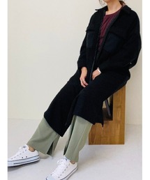 ボア切替え　ロングシャツジャケット