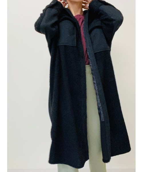 TEVALT（ヴァレット）の「ボア切替え　ロングシャツジャケット（その他アウター・レディース・カーキ/ブラック・38）」の8枚目の写真