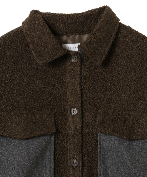 TEVALT（ヴァレット）の「ボア切替え　ロングシャツジャケット（その他アウター・レディース・カーキ/ブラック・38）」の14枚目の写真