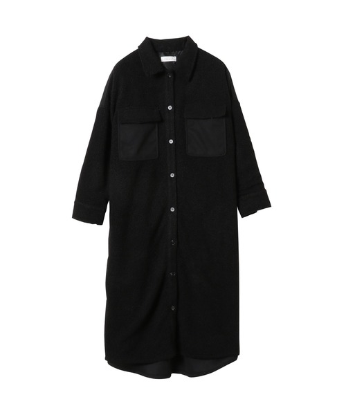 TEVALT（ヴァレット）の「ボア切替え　ロングシャツジャケット（その他アウター・レディース・カーキ/ブラック・38）」の9枚目の写真