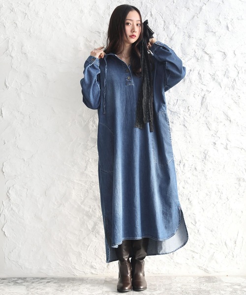 somari imagination(ソマリ イマジネーション)の「『デニムフードワンピース』(ワンピース・レディース・サックスブルー/ブルー・FREE)」の20枚目の写真