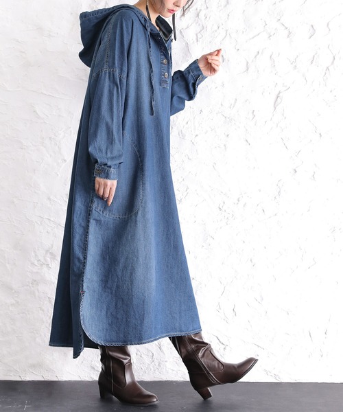 somari imagination(ソマリ イマジネーション)の「『デニムフードワンピース』(ワンピース・レディース・サックスブルー/ブルー・FREE)」の6枚目の写真