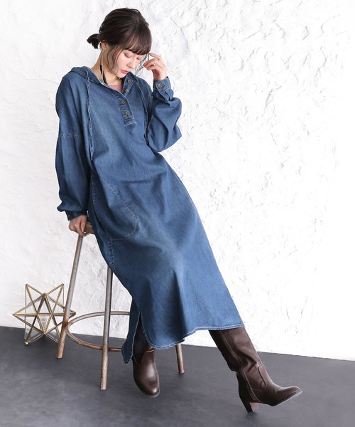 somari imagination(ソマリ イマジネーション)の「『デニムフードワンピース』(ワンピース・レディース・サックスブルー/ブルー・FREE)」の21枚目の写真