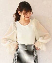 MAJESTIC LEGON | シャイニーキャンディスリーブトップス(Tシャツ/カットソー)