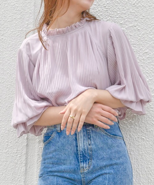 one after another NICE CLAUP（ワンアフターアナザーナイスクラップ）の「【ZOZO限定】消しプリーツ切替ブラウス（シャツ/ブラウス・レディース・ホワイト系その他/ブラック/モカ/グリーン系その他/ドット/スモークピンク/その他1/サックスブルー・FREE）」の7枚目の写真