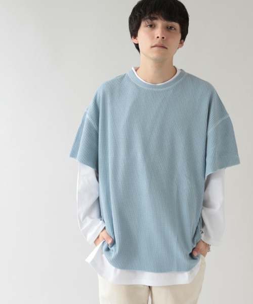 RAGEBLUE(レイジブルー)の「<半袖T×ロンTセット>ワッフルレイヤードTシャツ/934921(Tシャツ/カットソー・メンズ・ライトブルー/その他19/ベージュ系その他2・MEDIUM/LARGE)」の3枚目の写真