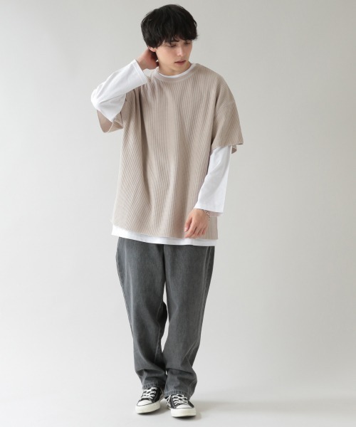 RAGEBLUE(レイジブルー)の「<半袖T×ロンTセット>ワッフルレイヤードTシャツ/934921(Tシャツ/カットソー・メンズ・ライトブルー/その他19/ベージュ系その他2・MEDIUM/LARGE)」の9枚目の写真