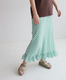 SLOBE citron. カラーギンガムスカート【手洗い可能】◆