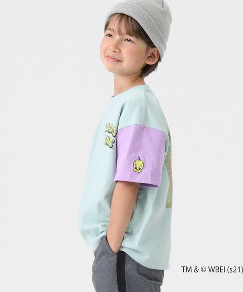 Right-on（ライトオン）の「【Looney Tunes】ワイドシルエットTシャツ(ルーニー・テューンズ)（Tシャツ/カットソー・キッズ・ライトグレー/ライム・105/140/120/130/155）」の3枚目の写真
