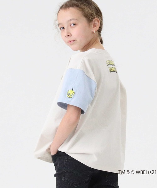 Right-on（ライトオン）の「【Looney Tunes】ワイドシルエットTシャツ(ルーニー・テューンズ)（Tシャツ/カットソー・キッズ・ライトグレー/ライム・105/140/120/130/155）」の5枚目の写真