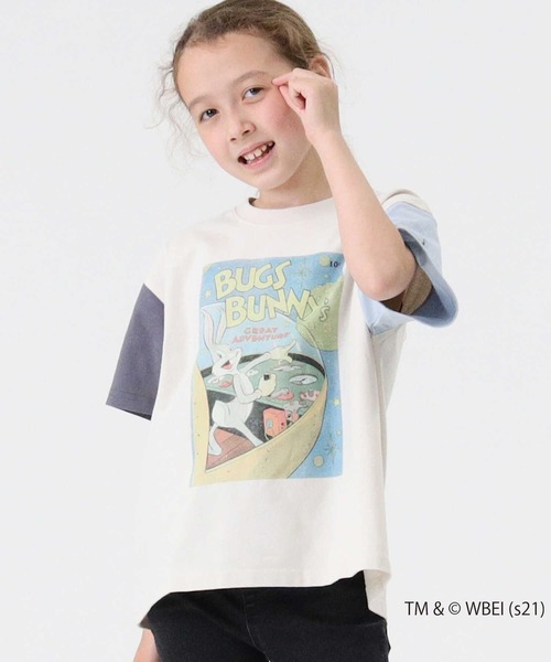 Right-on（ライトオン）の「【Looney Tunes】ワイドシルエットTシャツ(ルーニー・テューンズ)（Tシャツ/カットソー・キッズ・ライトグレー/ライム・105/140/120/130/155）」の6枚目の写真