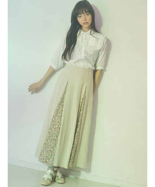 merry jenny（メリージェニー）の「flowerコンビフレアスカート（スカート・レディース・ベージュ/ネイビー/グリーン・FREE）」の8枚目の写真