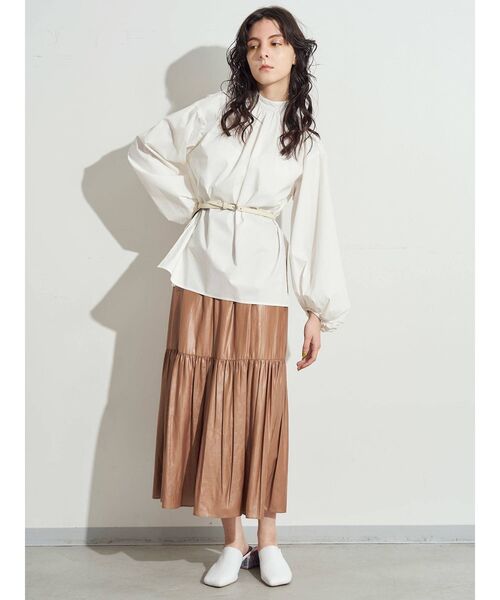 ELENDEEK（エレンディーク）の「チンツギャザースカート（スカート・レディース・ブラック/オフホワイト/ベージュ・01/02）」の6枚目の写真