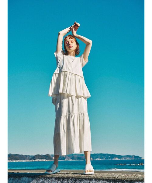 ELENDEEK（エレンディーク）の「チンツギャザースカート（スカート・レディース・ブラック/オフホワイト/ベージュ・01/02）」の8枚目の写真