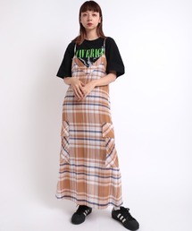 D1556 シアーチェックキャミワンピース