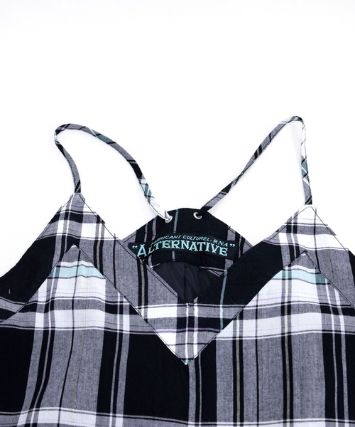 RNA（アールエヌエー）の「D1556 シアーチェックキャミワンピース（ワンピース・レディース・ブルー/ブラック/キャメル・MEDIUM）」の4枚目の写真