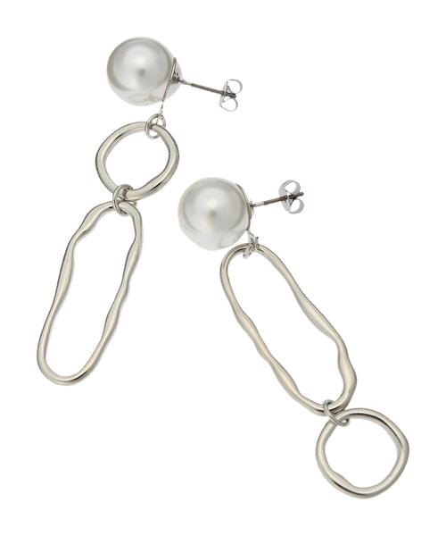 パールトップアシメリングピアス American アクセサリー American Holic アメリカンホリック のファッション ピアス 両耳用