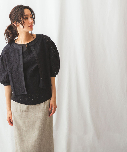 NARACAMICIE(ナラカミーチェ)の「コットンエンブロイダリーカットソードッキングプルオーバー(シャツ/ブラウス・レディース・ホワイト/ブラック・XX-LARGE/SMALL/MEDIUM/LARGE)」の20枚目の写真