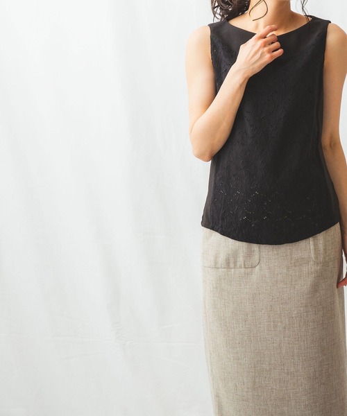 NARACAMICIE(ナラカミーチェ)の「コットンエンブロイダリーカットソードッキングプルオーバー(シャツ/ブラウス・レディース・ホワイト/ブラック・XX-LARGE/SMALL/MEDIUM/LARGE)」の7枚目の写真