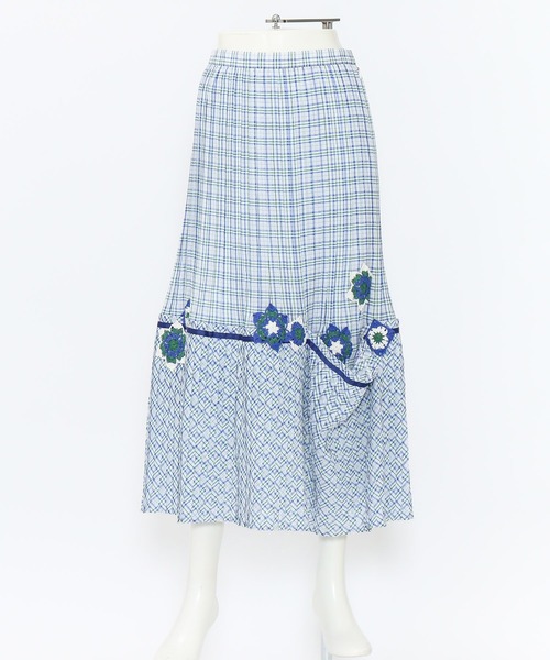 AS KNOW AS de base（アズノゥアズドゥバズ）の「チェックにかぎ針ＳＫ（スカート・レディース・ホワイト×ブルー/ホワイト×ブラック・FREE）」の16枚目の写真