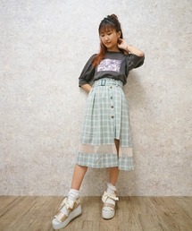 axes femme POETIQUE | スリットデザインチェックＳＫ(スカート)