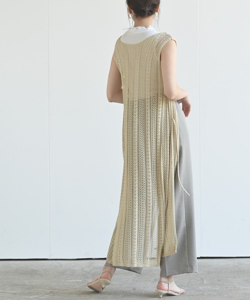 rps（アールピーエス）の「透かしロングニットベスト（ベスト・レディース・ブラック/アイボリー/グレイッシュベージュ・M）」の5枚目の写真