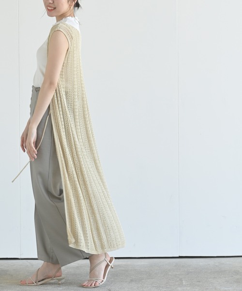 rps（アールピーエス）の「透かしロングニットベスト（ベスト・レディース・ブラック/アイボリー/グレイッシュベージュ・M）」の6枚目の写真