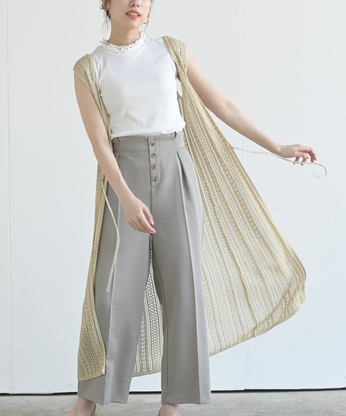 rps（アールピーエス）の「透かしロングニットベスト（ベスト・レディース・ブラック/アイボリー/グレイッシュベージュ・M）」の7枚目の写真